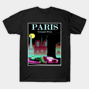Paris Grand Prix : Abstract Automobile Racing Advertising Print T-Shirt